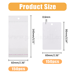150Pcs Rectangle Paper One Pair Earring Display Cards with Hanging Hole&nbsp;CDIS-DC0001-02A