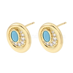 Brass Micro Pave Cubic Zirconia Stud Earrings&nbsp;EJEW-G471-13G-05