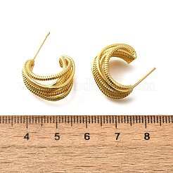 Multilayer C-Shaped Brass Stud Earrings&nbsp;EJEW-R018-03G