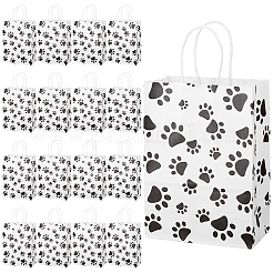 Rectangle with Paw Print Pattern Paper Storage Bags with Handle&nbsp;ABAG-WH0046-38B