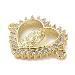 Religion Brass Micro Pave Clear Cubic Zirconia Connector Charms&nbsp;KK-H466-10G-01