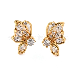 Butterfly Brass Micro Pave Clear Cubic Zirconia Stud Earrings&nbsp;EJEW-B131-01G