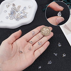 60Pcs 10 Styles Brass Micro Pave Clear Cubic Zirconia Charms&nbsp;KK-ME0004-86