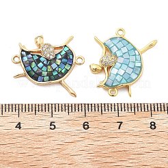 Rack Plating Brass Micro Pave Clear Cubic Zirconia Dancer Links Connector Charms&nbsp;KK-K380-14G