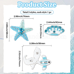 3Pcs 3 Styles Ocean Polyester and Plastic Beading Applqiues&nbsp;PATC-GF0001-91