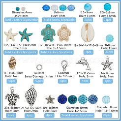 Ocean Theme DIY Synthetic Turquoise & Natural Cowrie Shell Bracelets Making Kits&nbsp;DIY-PH0028-54