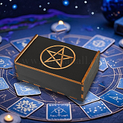 Rectangle Engraved Plywood Wooden Tarot Storage Boxes with Sliding Lid&nbsp;CON-WH20008-10B