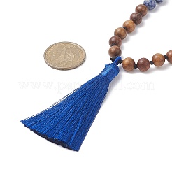 Natural Blue Spot Jasper & Wood Buddhist Necklace&nbsp;NJEW-JN04306