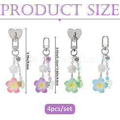 4Pcs Flower Resin & Glass Pendant Decorations&nbsp;HJEW-FH00278
