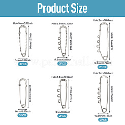 6 Styles 304 Stainless Steel Safety Pins Brooch Findings&nbsp;STAS-TA0006-12P
