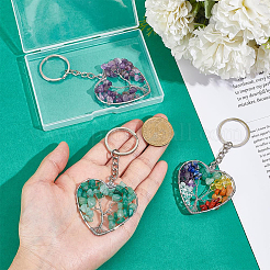 3Pcs Natural Gemstone and Iron Keychain&nbsp;KEYC-PH01586
