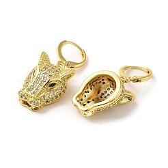 Leopard Head Brass Dangle Leverback Earrings&nbsp;EJEW-Q797-05A-G