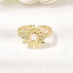 Brass Resin Cuff Rings for Women&nbsp;RJEW-K312-06G