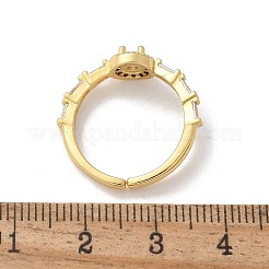 Round Brass Micro Pave Cubic Zirconia Cuff Finger Rings&nbsp;RJEW-C120-02G