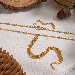 304 Stainless Steel Ball Chain Tassel Y Necklaces for Women&nbsp;NJEW-Z104-01G