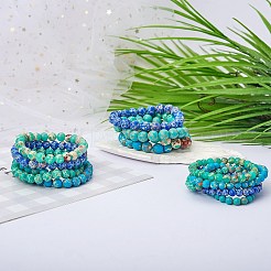 3Pcs 3 Size Synthetic Imperial Jasper Round Beaded Stretch Bracelets Set&nbsp;BJEW-SW00064-31