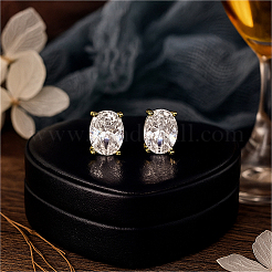 2 Pairs 2 Colors Brass Micro Pave Clear Cubic Zirconia Stud Earrings&nbsp;EJEW-GO0003-27