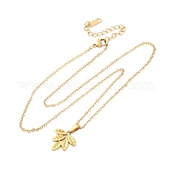 304 Stainless Steel Leaf Pendant Necklaces&nbsp;NJEW-H059-29C-G