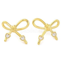 304 Stainless Steel Micro Pave Clear Cubic Zirconia Stud Earrings for Women&nbsp;EJEW-U023-05G
