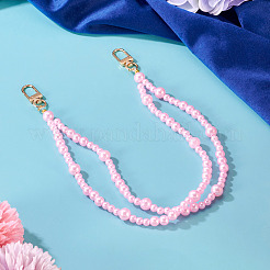 ABS Plastic Imitation Pearl Round Beaded Double Layer Bag Extender Chains&nbsp;HJEW-TAC0079