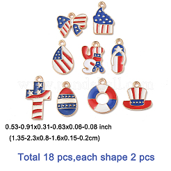 18Pcs 9 Styles Independence Day Alloy Enamel Pendants&nbsp;ENAM-FP0001-85