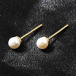 Round Brass Stud Earrings&nbsp;EJEW-Z086-03G