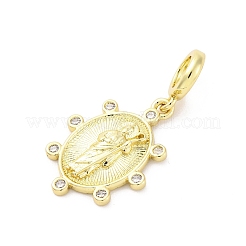 Brass Micro Pave Cubic Zirconia European Dangle Charms&nbsp;KK-D325-25G-03