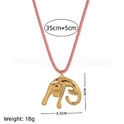 304 Stainless Steel Pendant Twisted Cotton Cord Necklaces for Women&nbsp;FS-WGC34B2-01
