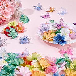 50Pcs 10 Colors Polyester  Rhinestones Butterfly Ornament Accessories&nbsp;FIND-SP0004-86
