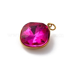 High Polished 316 Stainless Steel Faceted Glass Pendants&nbsp;STAS-K258-47G