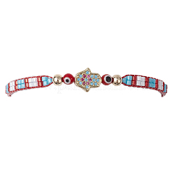 Glass Seed Beaded Braided Beads Bracelets for Women&nbsp;BJEW-MZ00122-03