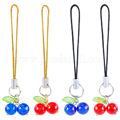 40Pcs Cherry Glass & Acrylic Mobile Straps&nbsp;HJEW-CP0001-40