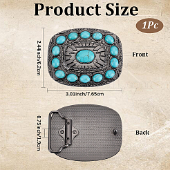 1Pc Rectangle Alloy & Synthetic Turquoise Buckles&nbsp;FIND-CL0002-38B