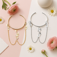 2Pcs 2 Colors Iron Upper Arm Cuff Bangles for Women&nbsp;AJEW-HY0002-61B