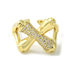 Brass Micro Pave Cubic Zirconia Open Cuff Ring&nbsp;RJEW-K256-28G