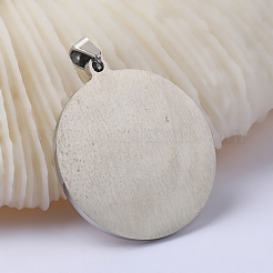 Non-Tarnish Flat Round with Tree of Life 201 Stainless Steel Pendants&nbsp;STAS-I040-06A-1