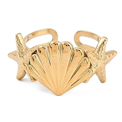 304 Stainless Steel Open Cuff Rings for Women&nbsp;RJEW-A049-03G