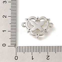 Brass Clear Cubic Zirconia Heart Links&nbsp;KK-K388-83P