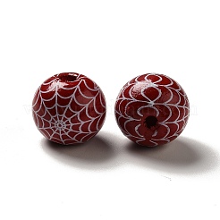 Halloween Printed Spider Webs Colored Wood European Beads&nbsp;X1-WOOD-K007-04E