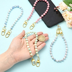Glass Round Bead Mobile Straps&nbsp;HJEW-YW00517-04