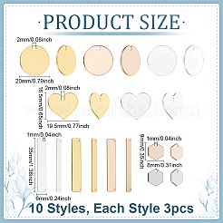 30Pcs 10 Styles Brass Pendants&nbsp;KK-ME0001-20