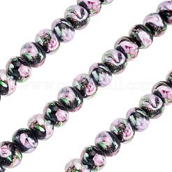 1 Strand Handmade Lampwork Inner Flower Rondelle Beads Strands&nbsp;LAMP-TA0002-72A