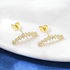 Clear Cubic Zirconia Curved Bar Stud Earrings&nbsp;EJEW-C023-07G