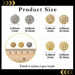 16Pcs 4 Styles Brass Hollow Beads&nbsp;KK-YW0004-33