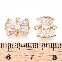 Brass Pave Clear Cubic Zirconia Connector Charms&nbsp;KK-N254-167G