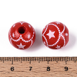 Christmas Spray Painted Schima Wood Beads&nbsp;WOOD-T032-35E