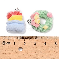 Christmas Flocky Opaque Resin Pendants&nbsp;RESI-H040-04B-P