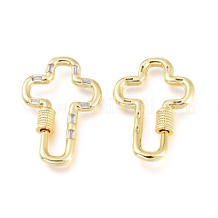 Brass Micro Pave Cubic Zirconia Screw Carabiner Lock Charms&nbsp;KK-M206-10G-01