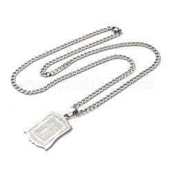 Non-Tarnish Rectangle with Virgin Mary Pendant Necklaces&nbsp;NJEW-C043-01P