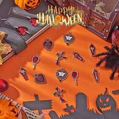 14Pcs 7 Style Halloween Alloy Rhinestone Pendants&nbsp;JX160A